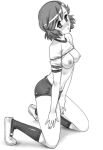  1girl aoba_tsugumi ass bdsm bondage bound breast_bondage breasts buruma duplicate footwear gym_uniform highres kannagi mine_(peak) mine_(pixiv9104) monochrome navel shirt_lift socks solo tsugumi_aoba 