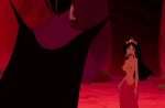  1boy 1girl aladdin_(series) black_hair breasts dark-skinned_female dark-skinned_male disney earrings edit female jafar kuplo_(artist) large_breasts male pants partially_clothed princess_jasmine standing tiara topless 