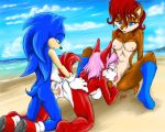 1boy 1boy2girls 2_girls anal anal_fingering animal_ears anthro anthro_only anus archie_comics atmongoose barefoot beach bisexual bisexual_(female) breasts cum feet ffm_threesome fingering furry male/female nipples nude ocean oral outside penis pussy pussylicking sally_acorn sega sex shoes soles sonic sonic_the_hedgehog sonic_the_hedgehog_(series) spread_legs spread_pussy tail vaginal yuri