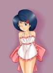  apron ayako_(pokemon) big_breasts blue_eyes blue_hair breasts johanna milf naked_apron pokemom pokemon short_hair wink 