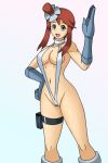  alluring big_breasts blue_eyes breasts deadmoon deadmoon_(kein2002) fuuro_(pokemon) pokemon red_hair skyla sling_bikini swimsuit 