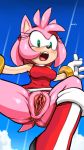 amy_rose anus ass beige_skin black_nose blue_background blush boots breasts cloud eyelashes falling female footwear fur gloves green_eyes headgear hedgehog high_res jewelry looking_down marthedog number open_mouth outside partially_nude pink_fur plain_background pointy_ears presenting pussy ring rodent sega shoes skin skirt sky solo sonic_(series) sonic_team spread_legs spreading teeth tongue trophy video_games wristband