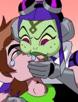 1boy 1girl amphibian animated ben_10 ben_10:_omniverse ben_tennyson brown_hair cute dboy femdom freckles french_kiss frog funny gif green_eyes green_skin interspecies kissing princess_attea rape saliva tears