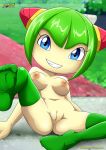 1girl 2013 alien alien_girl ass bbmbbf blue_eyes breasts butt cosmo_the_seedrian erect_nipples eyelashes female forest furry girl green_hair hair hetero humanoid looking_at_viewer mobius_unleashed nipples nude palcomix plant plant_girl plant_humanoid pussy sega smile solo sonic_(series) sonic_the_hedgehog_(series) sonic_x spread_legs spreading stockings tights tree vagina