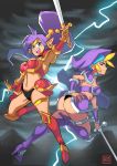 2_girls bikini bikini_armor revealing_clothes shantae shantae_(character) sky_(shantae) sword weapon