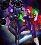 corruption dc_comics dinaranger fight huge_breasts latex latex_bodysuit nipples original raven_(dc) rikatsuky starfire teen_titans zofa_soldier