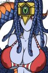 big_breasts bikini blush breasts canastus deity female goddess jewelry looking_at_viewer monster monster_girl naga nipples reptile scalie snake summer tiara tight_clothing vennominaga_the_deity_of_poisonous_snakes yu-gi-oh!