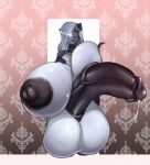 2013 abstract_background anthro areola balls big_areola big_balls big_breasts big_nipples big_penis biped black_areola black_body black_nipples black_penis black_skin blue_eyes blue_lips bodily_fluids breast_squish breasts cum cute dark_areola dark_nipples erection foreskin furry genital_fluids genitals glans grey_hair gynomorph hair hair_over_eye hi_res huge_balls huge_breasts huge_penis humanoid_genitalia humanoid_penis hyper hyper_balls hyper_breasts hyper_genitalia hyper_nipples hyper_penis intersex lips long_hair looking_at_viewer makeup mammal mephitid monotone_areola monotone_nipples nikoh nipples nude one_eye_obstructed original penis phrase_(doug_walker) precum puffy_nipples retracted_foreskin simple_background skunk solo squish standing thick_lips thick_penis vein veiny_penis white_body white_skin