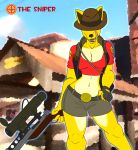  belly canine dingo dog female hat headgear licking licking_lips midriff navel sniper sniper_(team_fortress_2) sniper_rifle solo team_fortress_2 ticklishways tongue zack_dragon zackdragon_(artist) zp92 