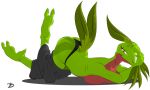 1_female 1girl 2011 anthro ass big_breasts breast_squish breasts clothing creatures_(company) female female_only flora_fauna game_freak gen_3_pokemon grass_type_pokemon green_body green_scales grovyle hindpaw huge_breasts juptile_(pokemon) leaf looking_at_viewer lying nintendo pants paws plain_background pokemon pokemon_(anime) pokemon_(creature) pokemon_(game) pokemon_(species) pokemon_firered_and_leafgreen pokemon_frlg pokemon_omega_ruby_&_alpha_sapphire pokemon_oras pokemorph porkyman pose scalie sideboob smile solo tail thong ticklishways underwear video_games white_background yellow_eyes zack_dragon zackdragon_(artist) zp92