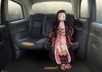 1girl accelart car_interior clothed female female_only gag in_car kamado_nezuko kimetsu_no_yaiba looking_at_viewer sitting tagme