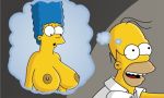 big_breasts blue_hair breasts crop hair homer_simpson marge_simpson the_simpsons yellow_skin