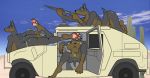 big_breasts bikini breasts brown_fur cactus canine clouds desert doberman dog female green_eyes grey_fur huge_breasts military original original_character panties red_eyes skimpy sky tan ticklishways topless underwear vehicle weapon zack_dragon zackdragon_(artist) zp92