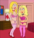  american_dad blonde blonde_hair cleavage crossover family_guy francine_smith frost969 make_over_meg meg_griffin 