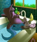  5_toes arbok ass bathroom bathtub big_ass big_breasts breasts claws cobra female green_eyes hindpaw huge_breasts nintendo nipples nude paws plantigrade pokemon pokemon_(anime) pokemon_(game) pokemon_(species) pokemorph purple_body pussy rubber_duck sebrina_arbok sideboob snake soles solo tail ticklishways toes tub video_games water wood zack_dragon zackdragon_(artist) zp92 