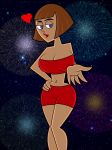  big_breasts breasts brown_hair danny_phantom fireworks lipstick madeline_fenton milf purple_eyes sharkragon_(artist) short_hair solo 