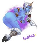  ass blue_skin breasts cute g138 huge_ass league_of_legends soraka white_hair 