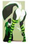  1_anthro 1_male anthro anthro_skunk anus ass ass_up backsack balls bend_over bent_over biped black_body black_fur black_hair butt canid canine canis clothed clothing crossdressing cute digital_media_(artwork) domestic_dog erection fur furry genitals girly glistening green_background green_body green_eyes green_fur green_hair green_penis green_skin hair husky james_(confrontedwolf) legwear long_hair male male_anthro male_anthro_skunk mammal nordic_sled_dog original penis perineum peritian plain_background presenting presenting_hindquarters raised_arm raised_tail shaded shadow shiny shirt simple_background skin skunk smile socks solo spitz standing stockings tail testicles topwear white_background white_body white_fur wolf 