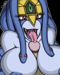 big_breasts blue_nipples breasts canastus deity fangs fellatio female goddess gorgon jewelry lamia long_tongue monster monster_girl naga necklace nipples nude oral oral_sex red_eyes reptile scalie sex snake tiara tongue vennominaga_the_deity_of_poisonous_snakes yu-gi-oh!