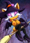 bbmbbf big_breasts broom eyeshadow full_body heels lipstick mobius_unleashed palcomix rouge_the_bat sega sonic_(series) sonic_the_hedgehog_(series) wings witch