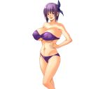 1girl alluring ayane ayane_(doa) big_breasts bikini breasts dead_or_alive g_kilo-byte large_breasts purple_hair saberfish simple_background smile solo swimsuit tecmo transparent_background