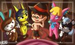 animal_crossing animal_crossing_girl ankha_(animal_crossing) anthro breasts bunny carmen_(animal_crossing) cat deer fuchsia_(animal_crossing) furry jackintaro nude pussy sex_toy squirrel tasha_(animal_crossing)