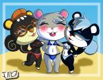  agent_s_(animal_crossing) animal_crossing anthro beach bikini blaire_(animal_crossing) furry jackintaro squirrel tasha_(animal_crossing) 