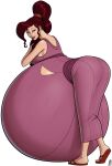 a0iisa aoiisa belly_bulge belly_expansion blue_eyes brown_hair disney hercules hyper_pregnancy megara ponytail pregnant pregnant_belly pregnant_female smirk