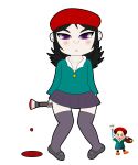 adeleine_(kirby) beret black_hair bluelimelight hat kirby_(series) kirby_64 paint paintbrush painter palette purple_eyes