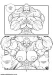 angry_face anime_milf black_eyes black_hair chichi comic dragon_ball dragon_ball_z growth growth_queens huge_breasts milk_(dragonball_z) monochrome muscle muscle_growth muscular reddyheart shenron veins