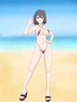 1girl alluring bare_legs beach black_and_magenta_hair hiro_(artist) magenta_eyes ocean silf yahari_ore_no_seishun_lovecome_wa_machigatteiru. yukinoshita_haruno