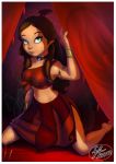 1girl 2013 avatar:_the_last_airbender barefoot blue_eyes choker female_only fernando_faria_(artist) katara navel