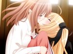 2girls age_difference blonde_hair blush bow breast_press breasts brown_hair closed_eyes hair hair_bow houraisen_runa hug hugging incipient_kiss kiss kissing multiple_girls panties peko sono_hanabira_ni_kuchizuke_wo suminoe_takako teacher_and_student yuri