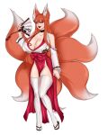  artwithmoira corruption_of_champions corruption_of_champions_ii kimono kitsune multiple_tails orange_hair original_character yellow_eyes 