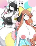  anthro apron big_breasts black_hair brown_hair cleavage furry holly_applebee huge_breasts maggie_applebee mother_&amp;_daughter tagme theycallhimcake white_skin 