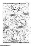 angry_face anime_milf black_eyes black_hair chichi comic dragon_ball dragon_ball_z growth growth_queens huge_breasts milk_(dragonball_z) monochrome muscle muscle_growth muscular reddyheart shenron veins