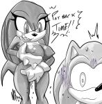  2013 big_breasts blush breasts crossgender english_text erect_nipples erection female grin hedgehog imminent_rape imminent_sex knuckles_the_echidna male masturbation monkeyxflash monochrome nipples nude penis pussy_juice rape_face sega smile sonic_(series) sonic_the_hedgehog text wet 