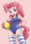 1girl anthro ball beach_ball cute cutie_mark equine female friendship_is_magic horse human humanized looking_at_viewer my_little_pony pinkie_pie plain_background pony shepherd0821 smile socks solo stockings swimsuit