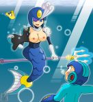  blue_eyes blush boots breasts elbow_gloves gloves helmet high_res mega_man mega_man_9 nipples rockman rockman_9 splash_woman tick_tank ticktank underwater white_gloves wink 