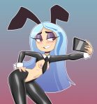 1girl andrea_davenport blue_hair blush breasts dankodeadzone female_only reverse_bunnysuit selfpic solo_female straight_hair tagme teen teenage_girl the_ghost_and_molly_mcgee tummy