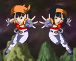 big_breasts breasts commission dk dragon_ball dragon_ball_gt dragon_ball_z female pan_(dragon_ball_gt) riffsandskulls sisters twins xeno_pan