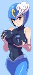  artist_request blue_eyes breast_squeeze breasts capcom erect_nipples mega_man mega_man_9 navel rockman rockman_9 skin_tight skintight splash_woman 