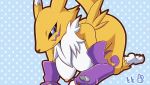 1girl all_fours anthro big_breasts black_sclera blue_eyes bouncing_breasts breasts canid canine digimon digimon_(species) fur furry gif hanging_breasts looking_at_viewer mammal nipples nude rabbitsrapid renamon short_playtime smile white_body white_fur yellow_body yellow_fur