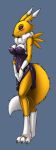  1_female 1_girl 3_fingers 3_toes anthro anthro_canine anthro_fox blue_eyes blush bracelet breasts canine classy cleavage digimon dress earring fabio_paulino female female_anthro female_anthro_fox female_only female_renamon fox fur furry jewelry renamon solo standing tail toe_ring toei_animation vixen white_fur yellow_fur 