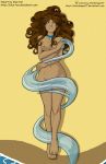 1girl avatar:_the_last_airbender blue-ten blue_eyes breasts brown_hair dark-skinned_female female_only nipples nude smile solo_female stardragon77 waterbending