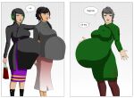  3_girls black_hair blue_eyes green_eyes green_hair grey_hair lesbian lurrak milf mother_&amp;_daughter pregnant pregnant_belly pregnant_female sexy yuri 