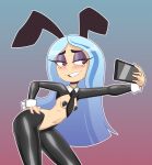 1girl andrea_davenport black_eyes dankodeadzone disney female_only gradient_background gradient_hair heart-shaped_pupils navel pose reverse_bunnysuit smile solo_female tagme teeth the_ghost_and_molly_mcgee