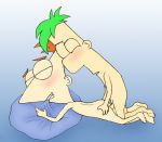 anal ass blush ferb_fletcher gay green_hair incest nude phineas_and_ferb phineas_flynn sphinx_position