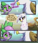 comic dragon friendship_is_magic gilda_(mlp) humor lewd my_little_pony open_mouth shiny spike_(mlp) staring_into_eyes