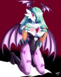  1girl cosplay danmakuman gardevoir green_hair morrigan_aensland white_skin 